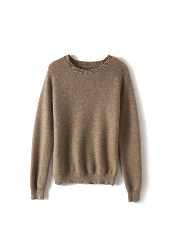 Raglan Sleeve Crewneck Cashmere Sweater