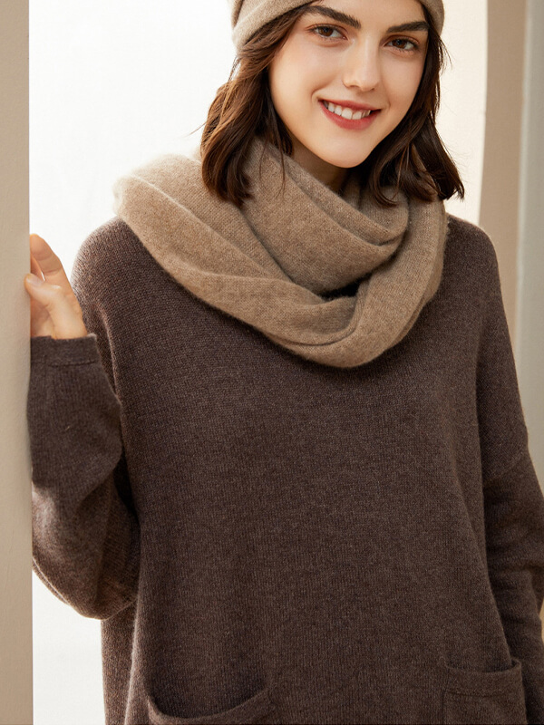 Cashmere Funnel-Neck Pullover Sweater