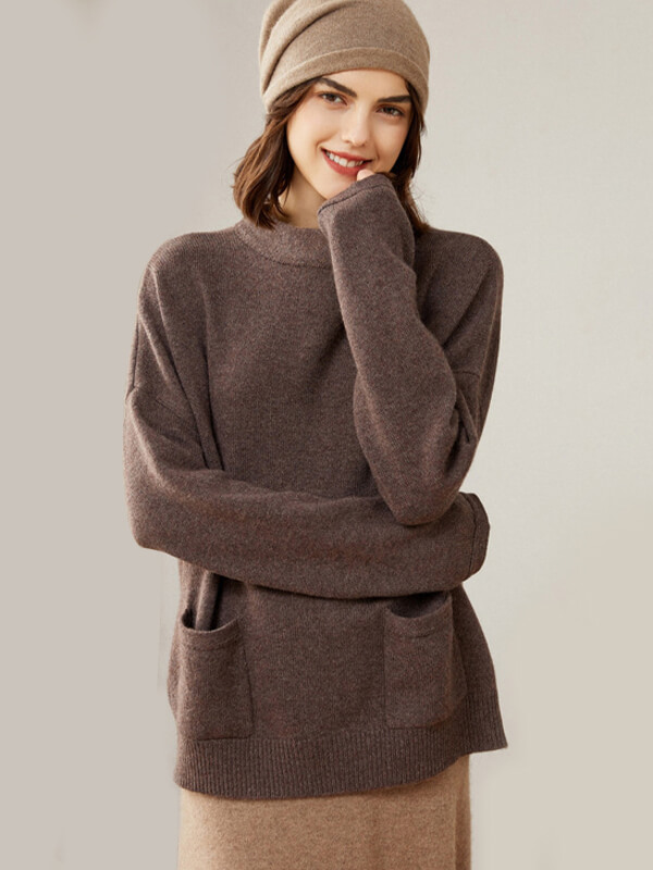 Cashmere Funnel-Neck Pullover Sweater