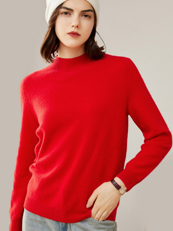 Classic Seamless Superfine Cashmere Mock-Neck Sweater