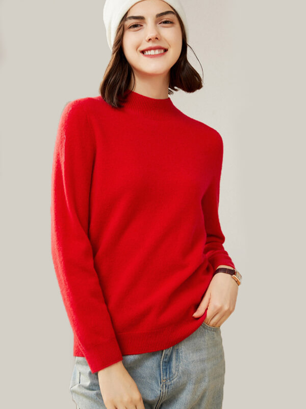 Classic Seamless Superfine Cashmere Mock-Neck Sweater