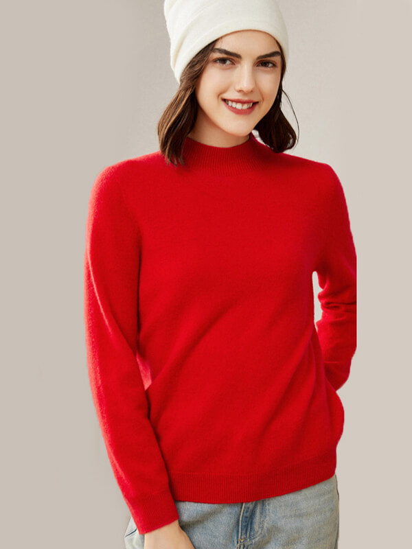 Classic Seamless Superfine Cashmere Mock-Neck Sweater