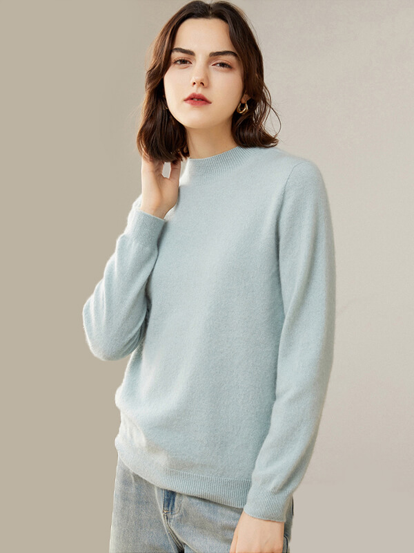 Classic Seamless Superfine Cashmere Mock-Neck Sweater