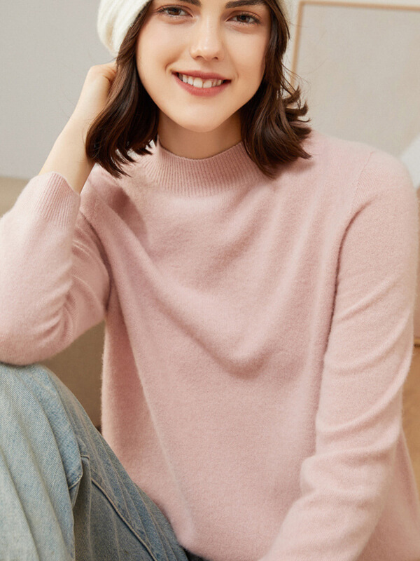 Classic Seamless Superfine Cashmere Mock-Neck Sweater