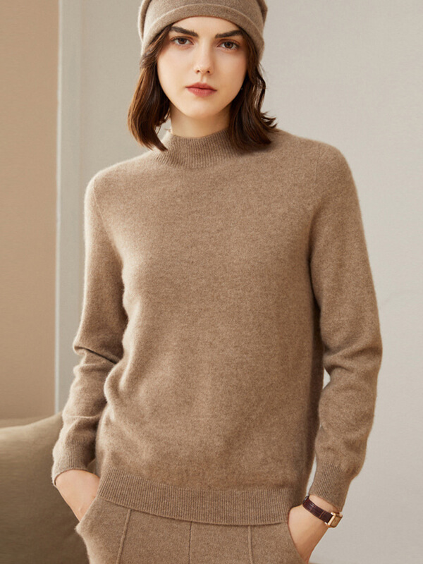 Classic Seamless Superfine Cashmere Mock-Neck Sweater