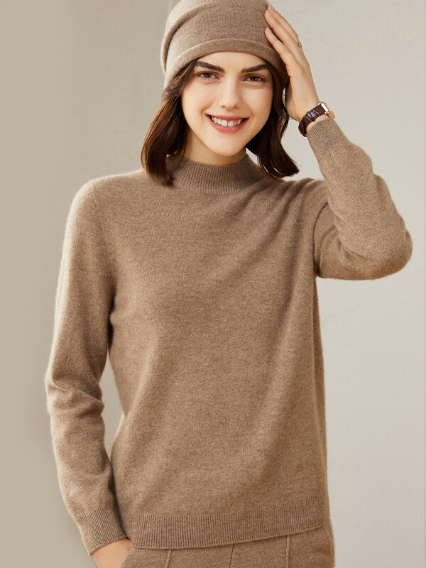 Classic Seamless Superfine Cashmere Mock-Neck Sweater