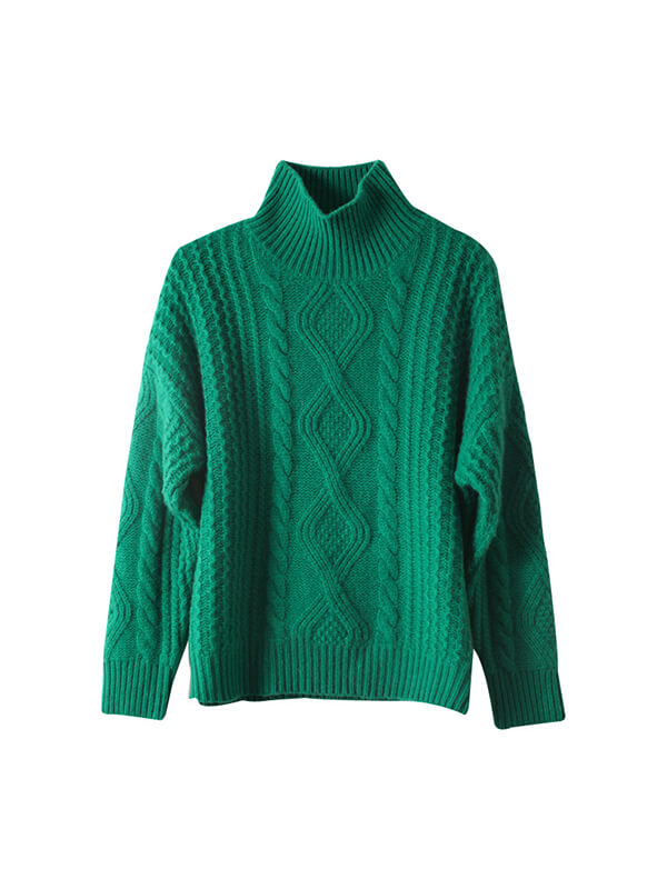 Cable-Knit Turtleneck Cashmere Sweater