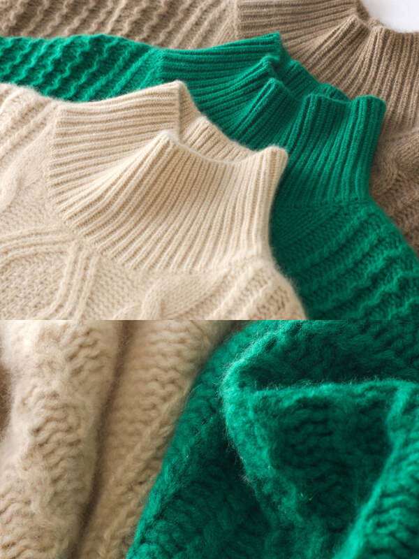 Cable-Knit Turtleneck Cashmere Sweater