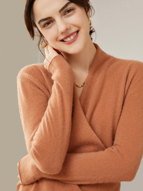 Women's Superfine 100% Cashmere Faux-Wrap Sweater