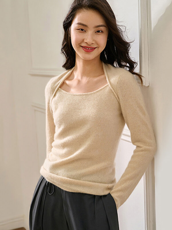 Women's Superfine Shape Wool Cashmere Scoop-Neck Sweater (image for) Women's Superfine Shape Wool Cashmere Scoop-Neck Sweater