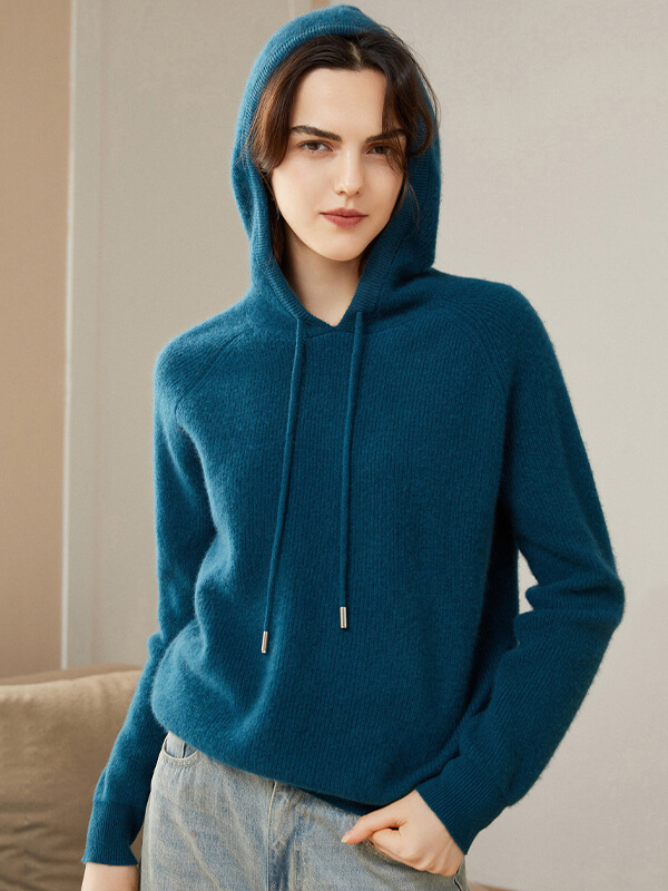 Women's Superfine 100% Cashmere Hooded Sweater