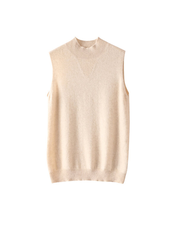 Sleeveless Mock Neck Cashmere Sweater