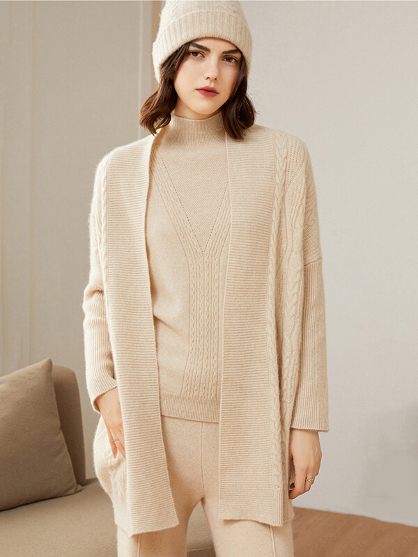 Sleeveless Mock Neck Cashmere Crochet-knit Sweater