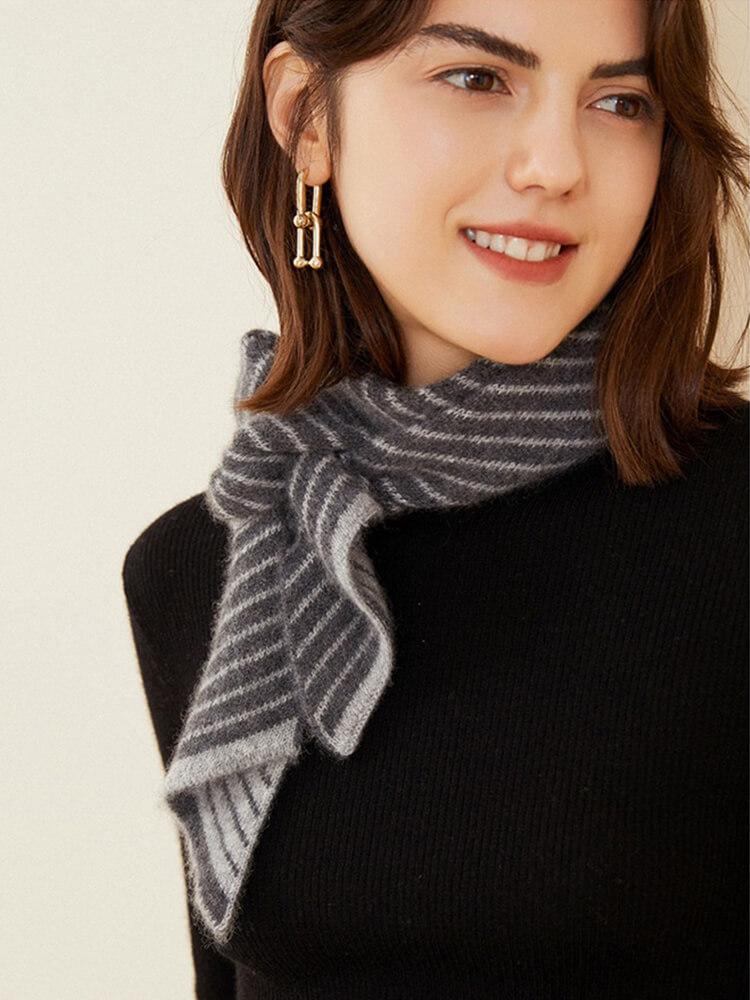 Striped Pure Cashmere Scarf