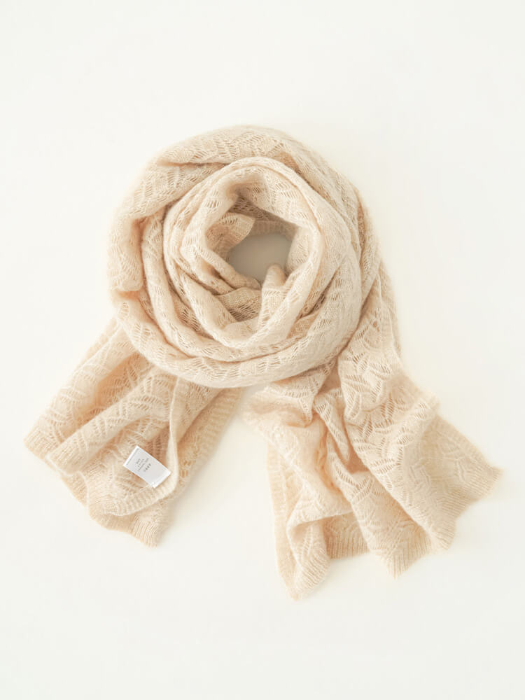 Hollow Knit Pure Cashmere Wrap Scarf