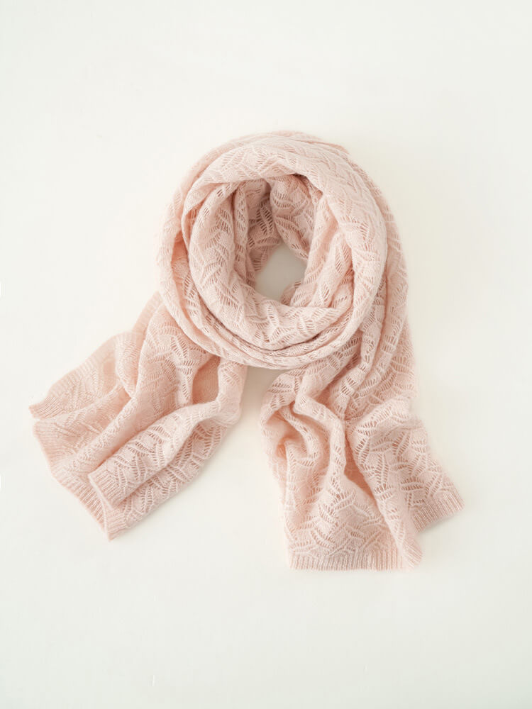 Hollow Knit Pure Cashmere Wrap Scarf