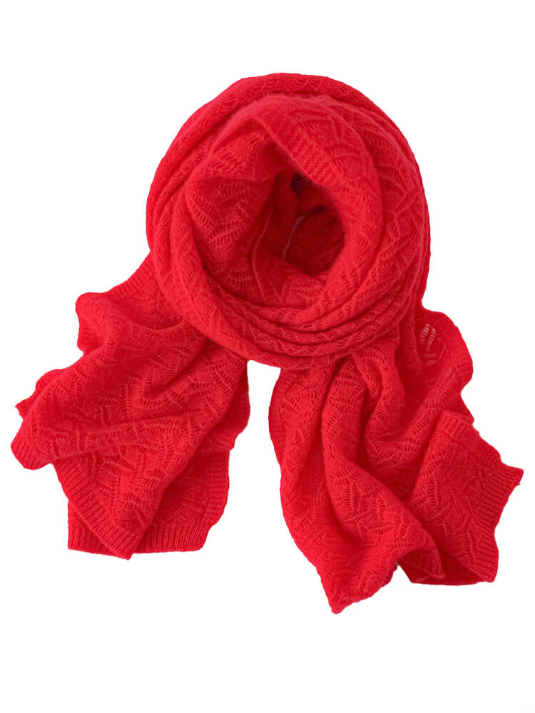 Hollow Knit Pure Cashmere Wrap Scarf