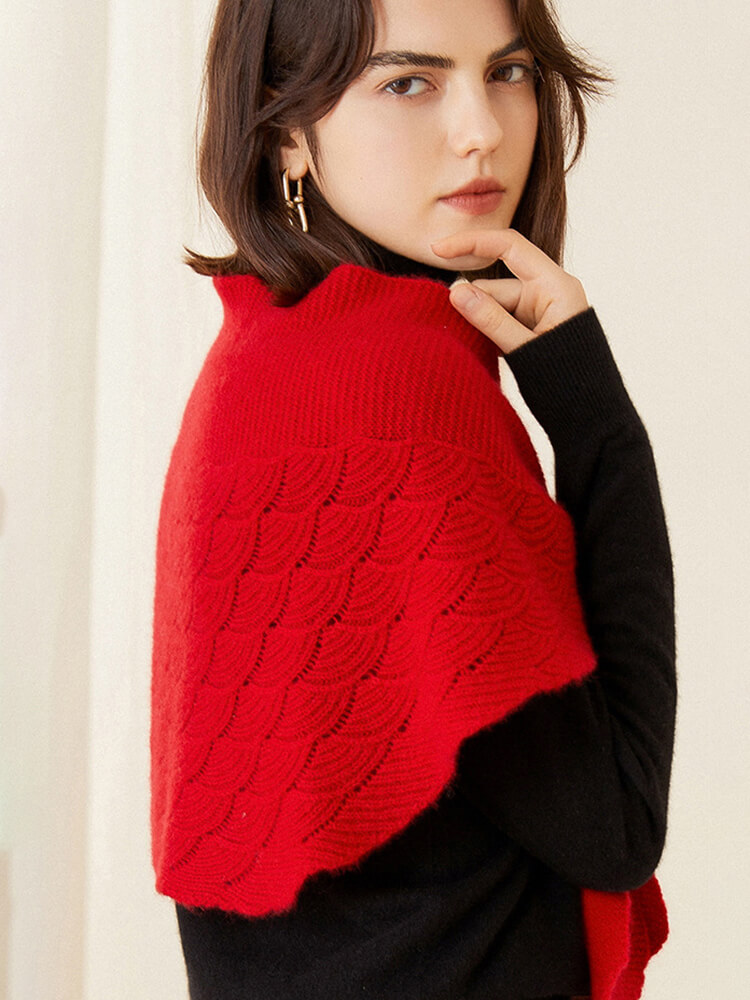 Women Pure Cashmere Knit Indoor Shawl