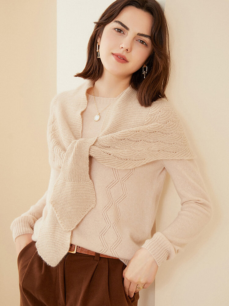 Women Pure Cashmere Knit Indoor Shawl